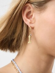 Accessorize Gold Tone Fish Charm Hoop Earrings 3 Pack - Image 2 of 2