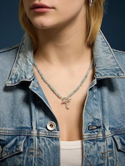 Accessorize Blue Sterling Silver Plated Celestial Quartz T-Bar Necklace - Image 2 of 2