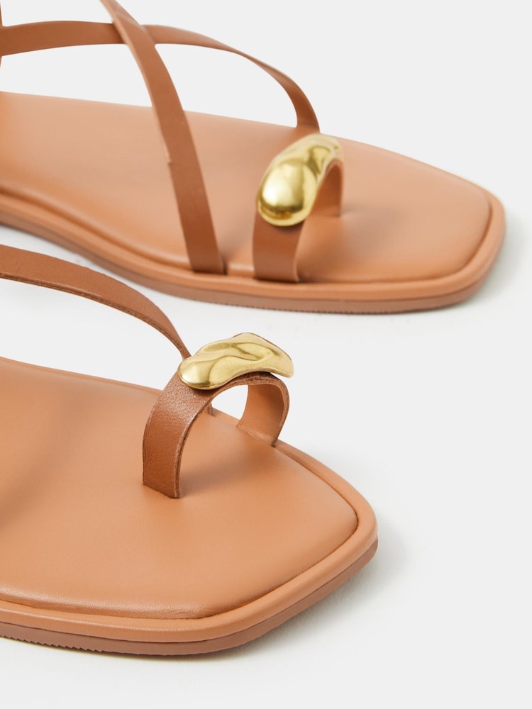 Accessorize Brown Metal Toe Detail Strappy Sandals - Image 3 of 3