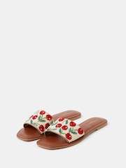 Accessorize Red Cherry Beaded Slide Sandals - Image 1 of 2