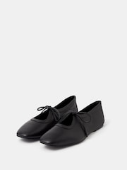 Accessorize Black Tie Leather Ballet Flats - Image 1 of 2
