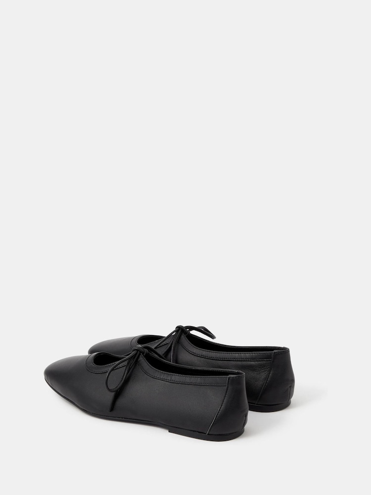 Accessorize Black Tie Leather Ballet Flats - Image 2 of 2 Accessorize Black Tie Leather Ballet Flats - Image 2 of 2