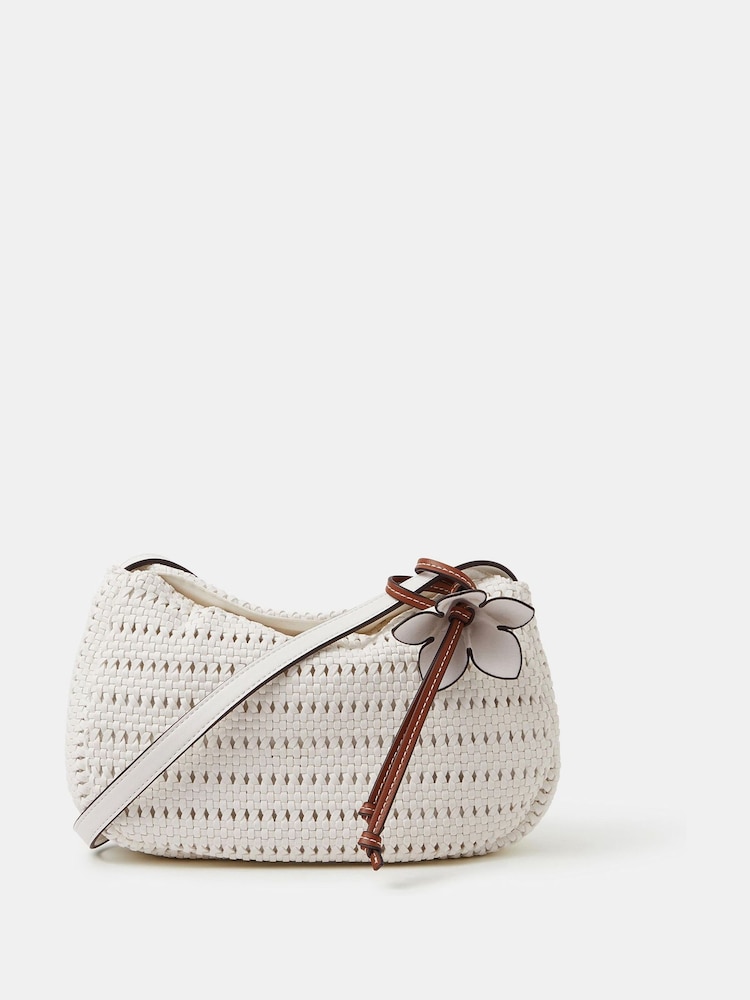 Accessorize White Woven Cross-Body Bag - Image 1 of 3 Accessorize White Woven Cross-Body Bag - Image 1 of 3