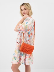 Accessorize Orange Beaded Macramé Cross-Body Bag - Image 3 of 3