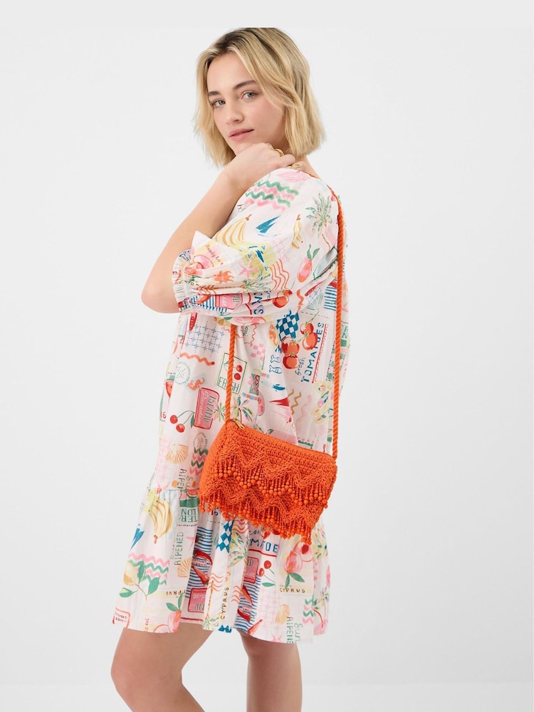 Accessorize Orange Beaded Macramé Cross-Body Bag - Image 3 of 3 Accessorize Orange Beaded Macramé Cross-Body Bag - Image 3 of 3