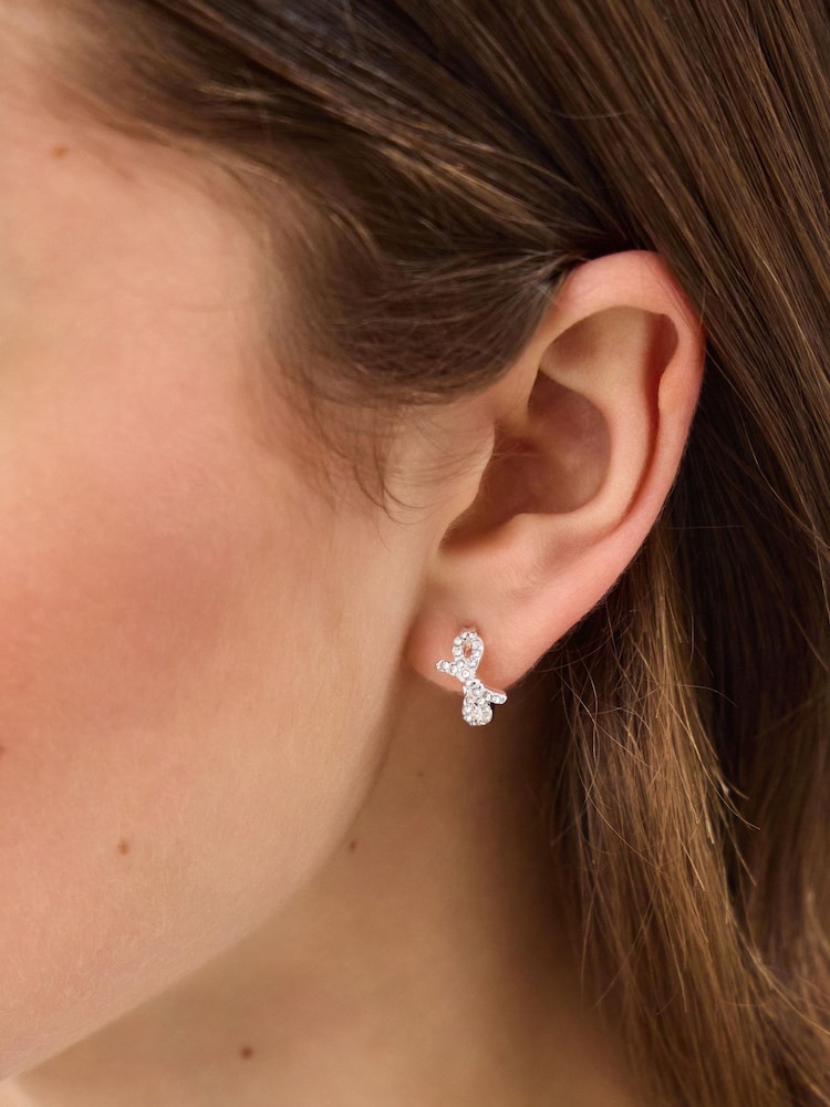 Accessorize Silver Tone Bow Stud & Hoop Earrings 5 Pack - Image 2 of 2 Accessorize Silver Tone Bow Stud & Hoop Earrings 5 Pack - Image 2 of 2