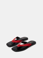 Accessorize Red Suede Toe Thong Sandals - Image 1 of 3