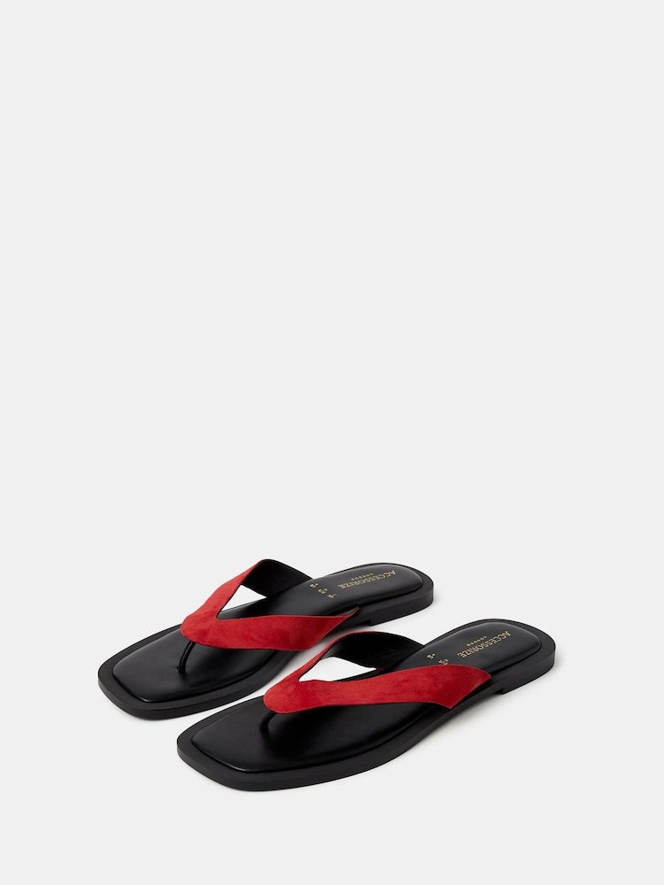 Accessorize Red Suede Toe Thong Sandals - Image 1 of 3