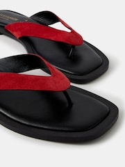 Accessorize Red Suede Toe Thong Sandals - Image 2 of 3