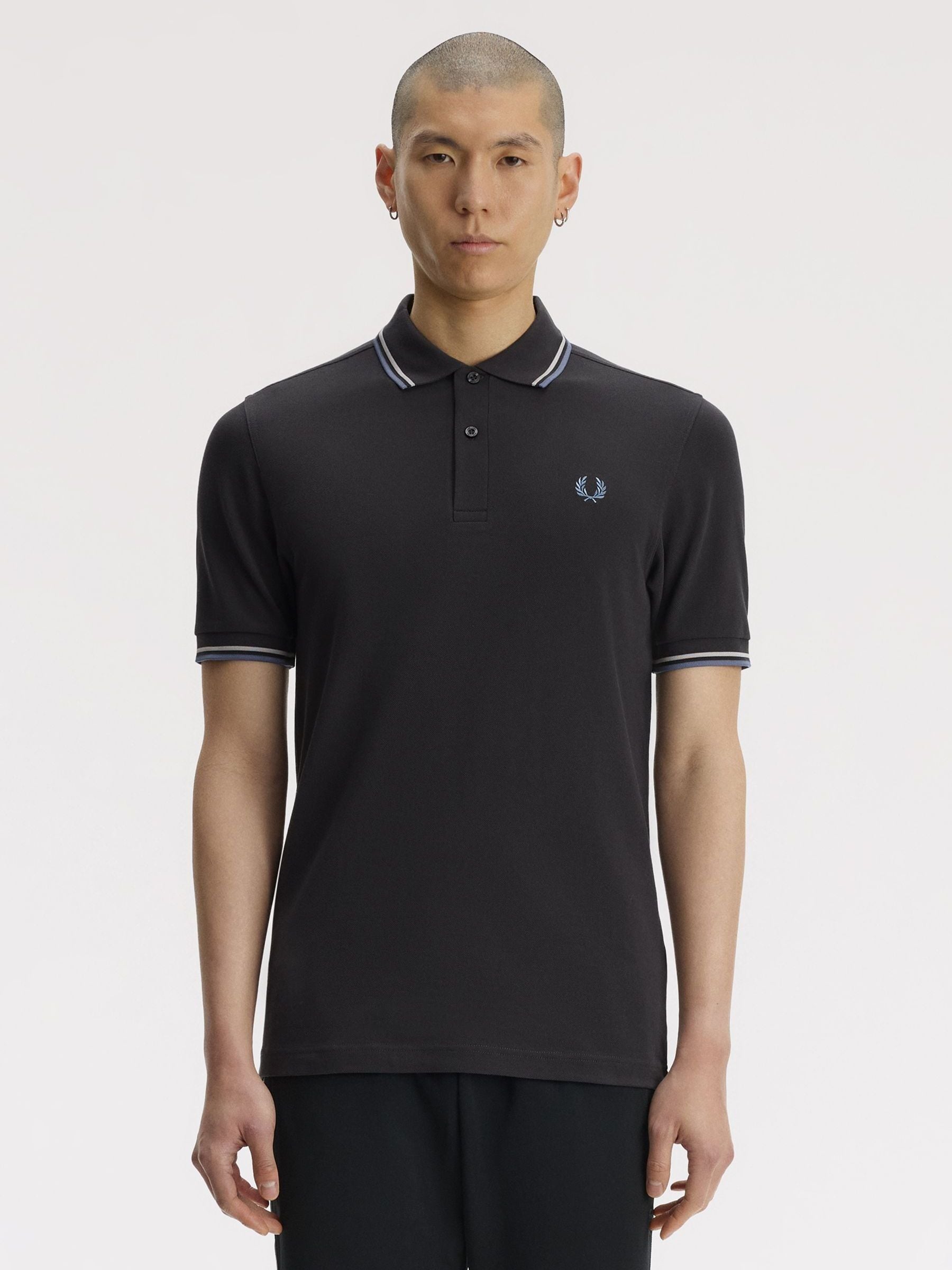 Fred Perry Men's Grey Tipped Short Sleeve Polo Shirt - Image 1