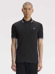 Fred Perry Grey Tipped Short Sleeve Polo Shirt - Image 1 of 5