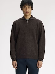 Brun - Fred Perry Merino Wool Funnel Neck Jumper - Bilde 1 av 5