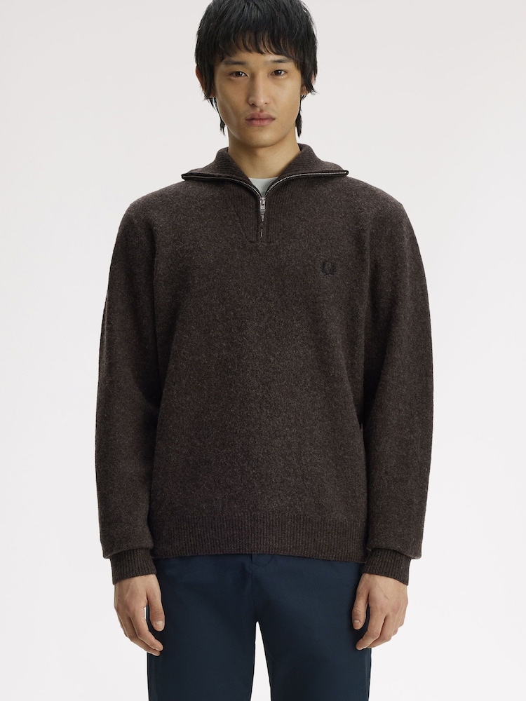 Brun - Fred Perry Merino Wool Funnel Neck Jumper - Bilde 1 av 5