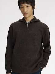 Brun - Fred Perry Merino Wool Funnel Neck Jumper - Bilde 2 av 5