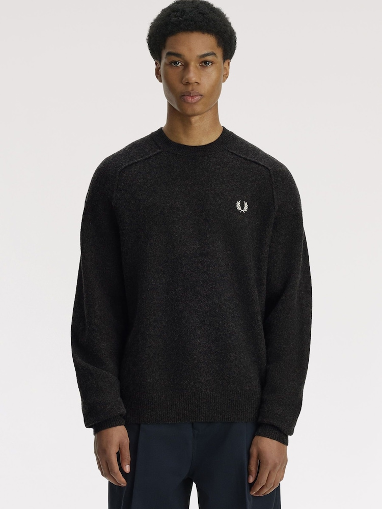 Fred Perry Grey Merinowool Saddlesleeve Jumper - Image 1 of 5