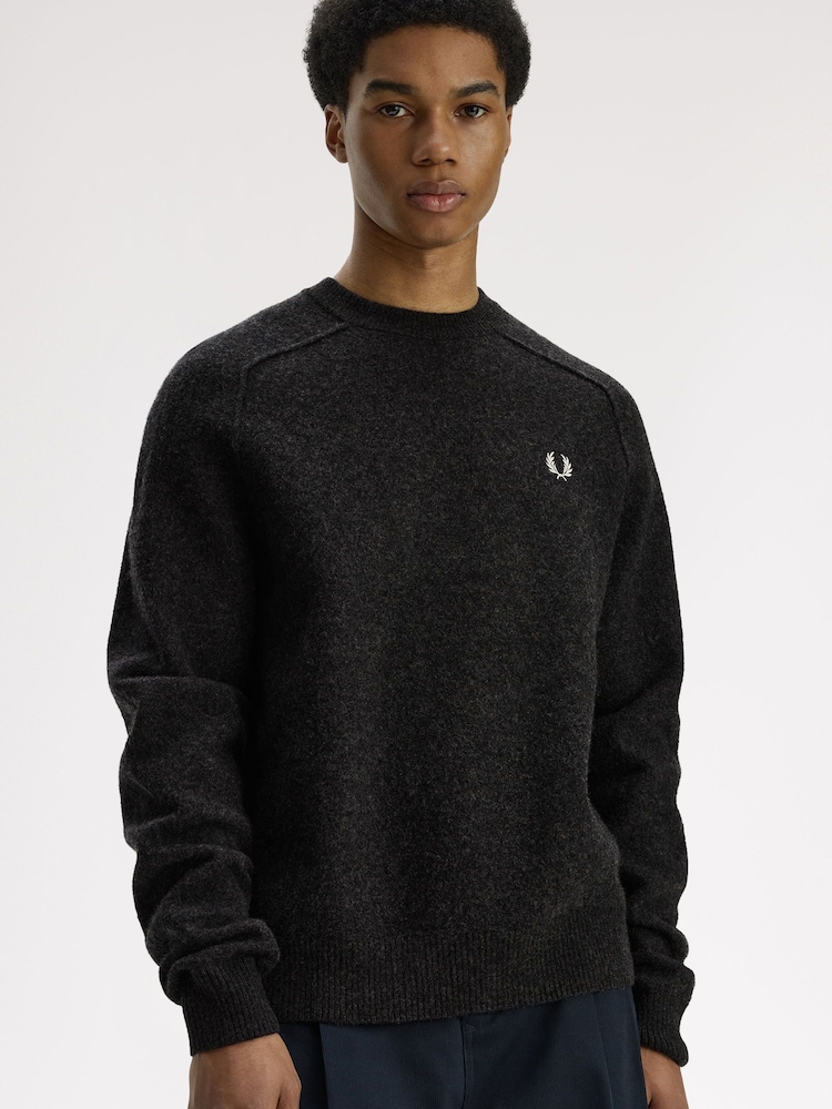 Fred Perry Grey Merinowool Saddlesleeve Jumper - Image 2 of 5