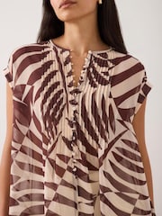 Mint Velvet Red Print Sheer Tunic Top - Image 5 of 7