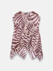 Mint Velvet Red Print Sheer Tunic Top - Image 6 of 7