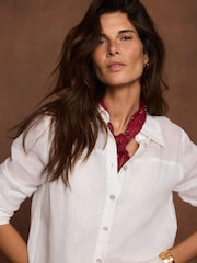 Mint Velvet White Linen Sheer Panel Shirt - Image 2 of 8