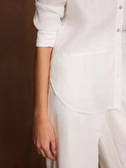Mint Velvet White Linen Sheer Panel Shirt - Image 5 of 8