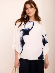 Mint Velvet Blue Floral Print Batwing Top - Image 1 of 8