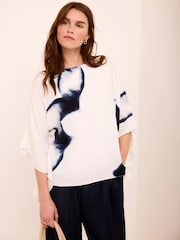 Mint Velvet Blue Floral Print Batwing Top - Image 3 of 8