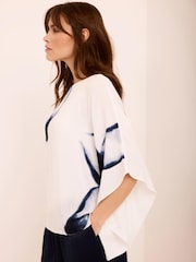 Mint Velvet Blue Floral Print Batwing Top - Image 4 of 8