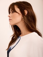 Mint Velvet Blue Floral Print Batwing Top - Image 6 of 8