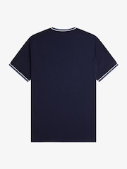Синий - Футболка с контрастной отделкой и логотипом Fred Perry - Изображение 5 5