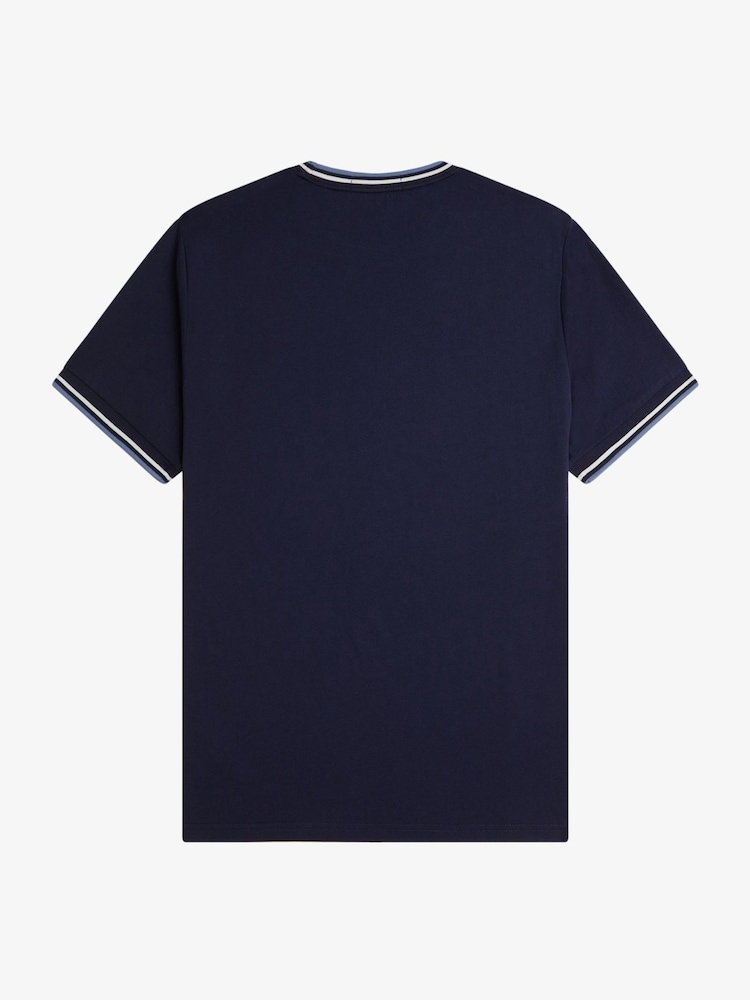 Синий - Футболка с контрастной отделкой и логотипом Fred Perry - Изображение 5 5