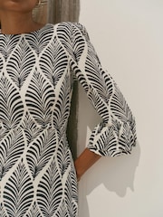 Mint Velvet Blue Printed Ruffle Detail Midi Dress - Image 5 of 8