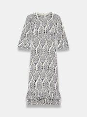 Mint Velvet Blue Printed Ruffle Detail Midi Dress - Image 7 of 8