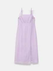 Mint Velvet Purple Linen Bow Detail Midi Dress - Image 7 of 8