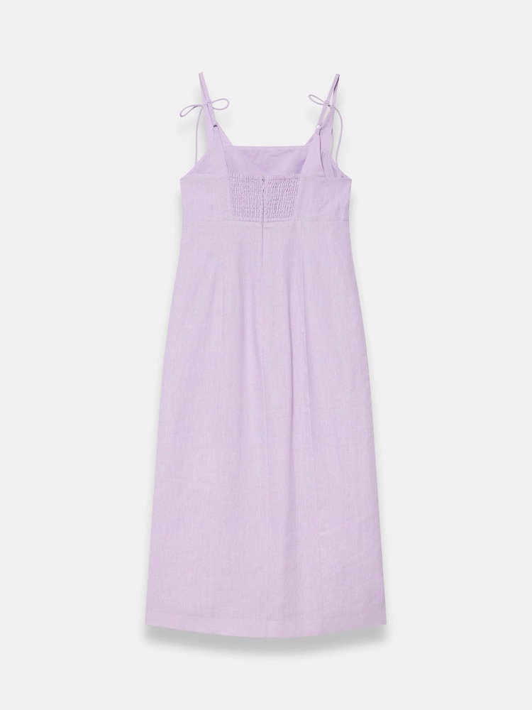 Mint Velvet Purple Linen Bow Detail Midi Dress - Image 8 of 8