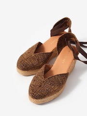 Mint Velvet Brown Amelia Woven Espadrille Wedges - Image 2 of 3