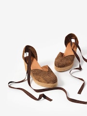Mint Velvet Brown Amelia Woven Espadrille Wedges - Image 3 of 3