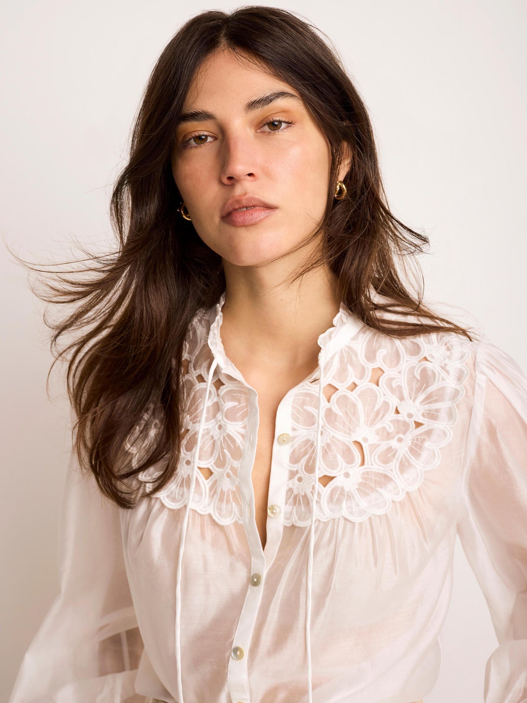 Buy Mint Velvet White Floral Cutwork Detail Blouse from Next Romania