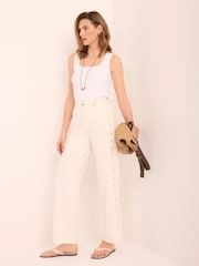 Mint Velvet White Floral Embroidered Jeans - Image 1 of 8