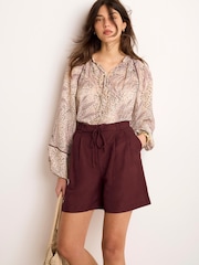 Mint Velvet Red Linen Blend Shorts - Image 6 of 8