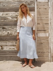 Mint Velvet Blue A Line Midi Skirt - Image 1 of 7