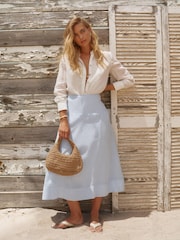 Mint Velvet Blue A Line Midi Skirt - Image 2 of 7