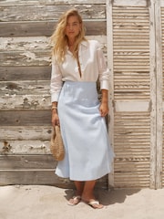 Mint Velvet Blue A Line Midi Skirt - Image 4 of 7