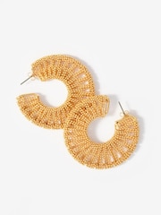 Mint Velvet Gold Beaded Hoop Earrings - Image 2 of 4
