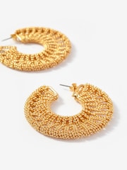 Mint Velvet Gold Beaded Hoop Earrings - Image 3 of 4