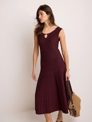 Mint Velvet Ribbet Midi-kjole med perler - Bilde 3 av 8