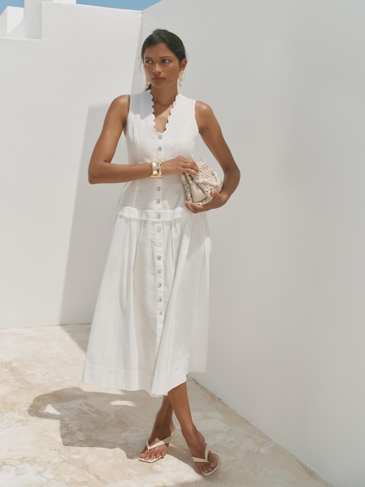 Mint Velvet White Linen Maxi Dress - Image 2 of 8 Mint Velvet White Linen Maxi Dress - Image 2 of 8