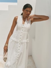 Mint Velvet White Linen Maxi Dress - Image 3 of 8