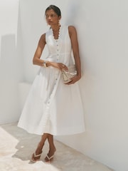 Mint Velvet White Linen Maxi Dress - Image 4 of 8