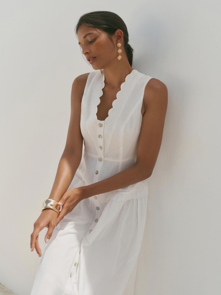 Mint Velvet Ramie Drop Waist Maxi Dress in Ivory at Nordstrom, Size 14 Mint Velvet Ramie Drop Waist Maxi Dress in Ivory at Nordstrom, Size 14