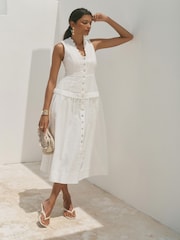 Mint Velvet White Linen Maxi Dress - Image 6 of 8